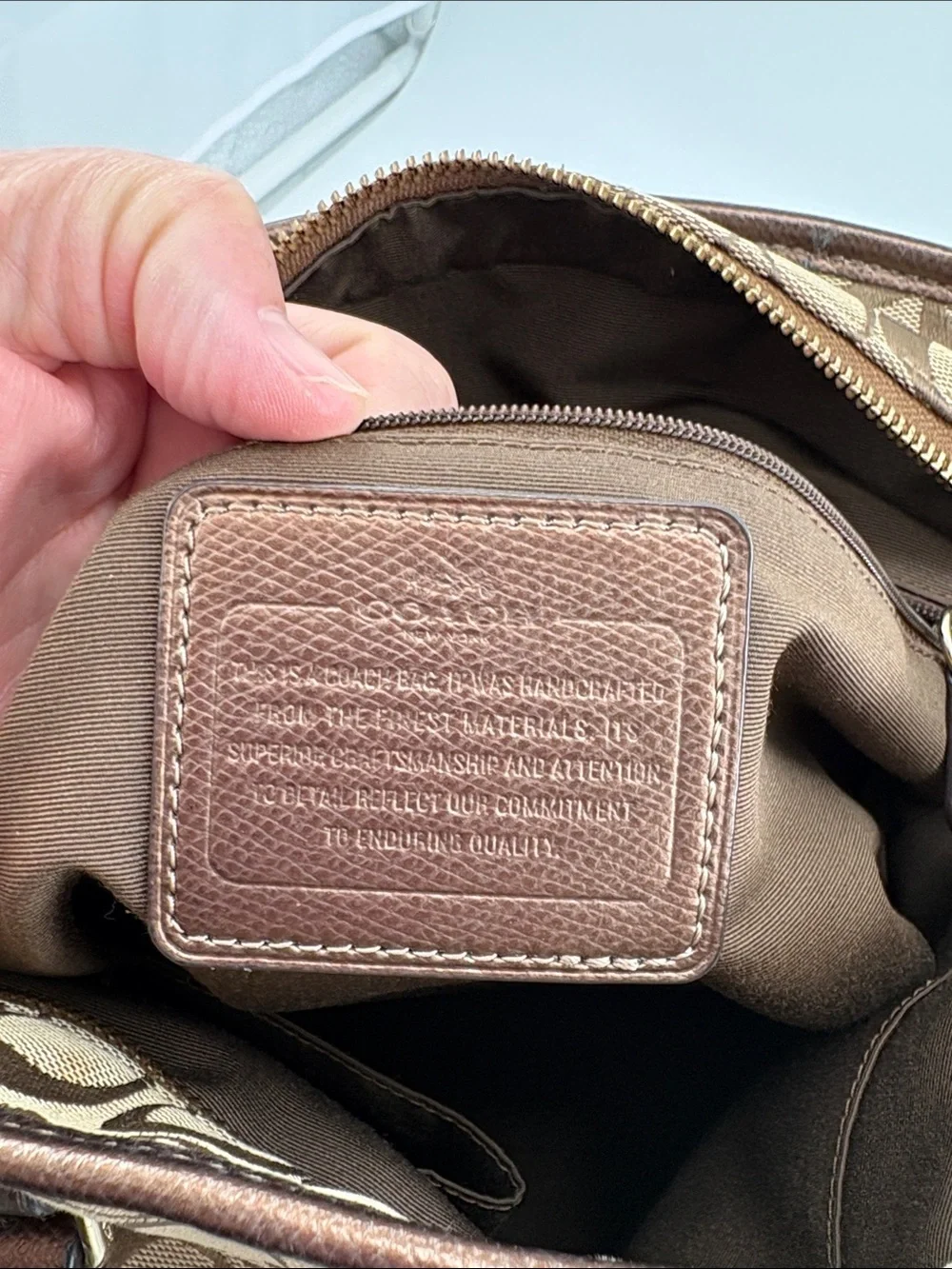 Coach Beige Brown Signature Canvas Tote with Dark Brown Straps
